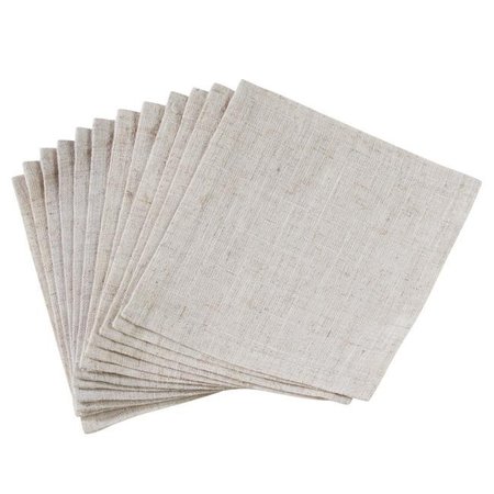 SARO LIFESTYLE SARO 731NH.N6S 6 in. Square Poly Blend Toscana Table Napkins with No Hemstitch Border - Natural  Set of 12 731NH.N6S